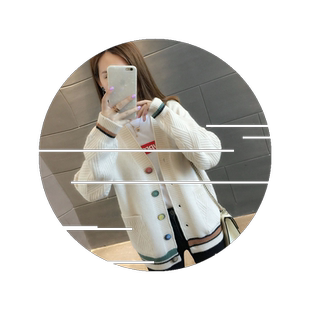 毛衣外套女短款2026春秋新款女装韩版宽松显瘦外搭白色针织开衫女