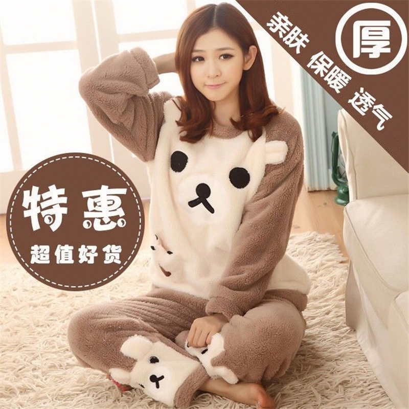 珊瑚绒睡衣女冬季套装加厚加绒韩版学生可爱法兰绒秋冬保暖家居服