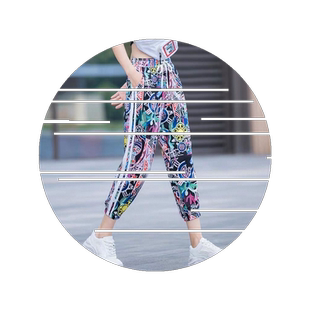 束脚女运动花裤子宽松潮沙滩裤女裤九分哈伦裤夏季薄款八分休闲女