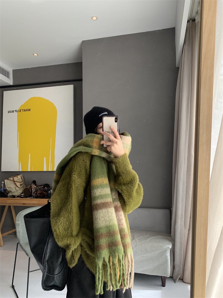 自留推荐 拉绒加厚保暖大围巾女秋冬新款韩版百搭流苏披肩情侣