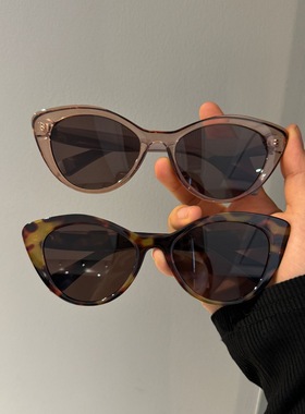 复古豹纹猫眼墨镜女2025年新款方圆脸显瘦日韩风网红高级太阳镜潮