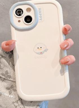 焱焱适用苹果16手机壳iphone15promax英文围脖小鸭子13简约女款少女心可爱14Pro卡通新款12全包硅胶11手机套