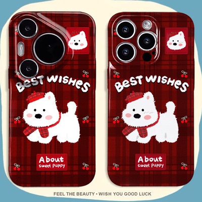 焱焱格纹西高地适用iPhone16/15手机壳苹果14Promax菲林壳华为Mate70p60荣耀300软vivox200卡通Findx7高级k80