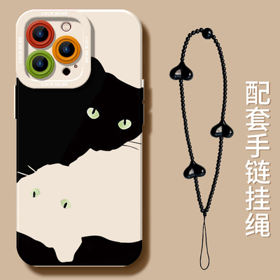 焱焱反转猫咪苹果16手机壳iPhone15promax新款14创意13小众12油画11艺术小米14适用pura70pro华为oppofindx7