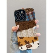 焱焱秋冬拼接豹纹适用苹果华为vivo小米oppo红米荣耀iPhone17手机壳16promax新款 15高级i14好看13皮纹12女Pur