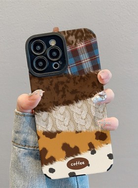 焱焱秋冬拼接豹纹适用苹果华为vivo小米oppo红米荣耀iPhone17手机壳16promax新款15高级i14好看13皮纹12女Pur