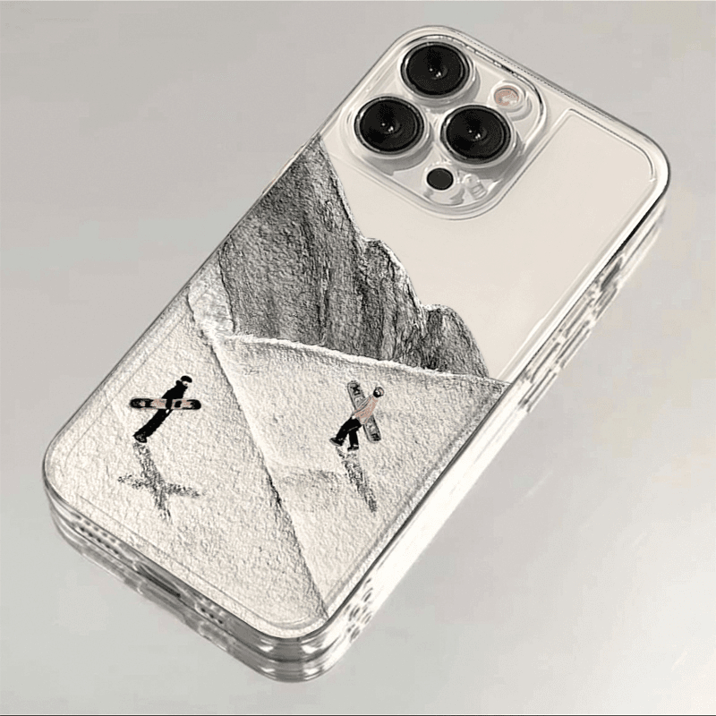 焱焱油画雪山滑雪适用苹