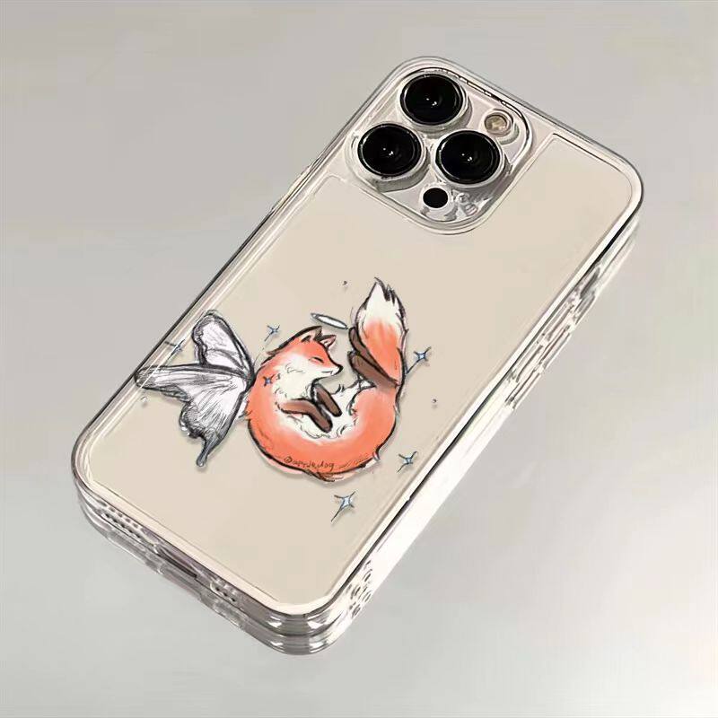 焱焱可爱狐狸蝴蝶适用苹果16promax/17/iPhone12/14/15plus手机壳VIVOX80/X70/X60新款手机壳Y77E/Y35PLU全包