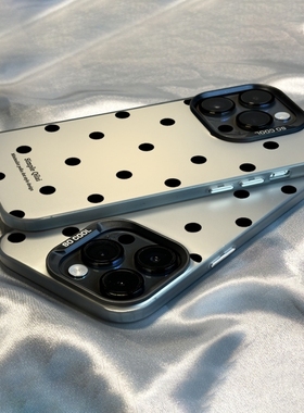焱焱适用于苹果15promax手机壳新款iPhone14简约ins黑色波点13高级12男女硬壳11保护套xs防摔xr情侣7软8plus