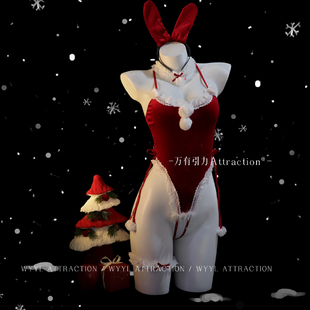 吸引力「新年宝贝」兔女郎cos服红色战袍圣诞情趣衣制服qqny内衣