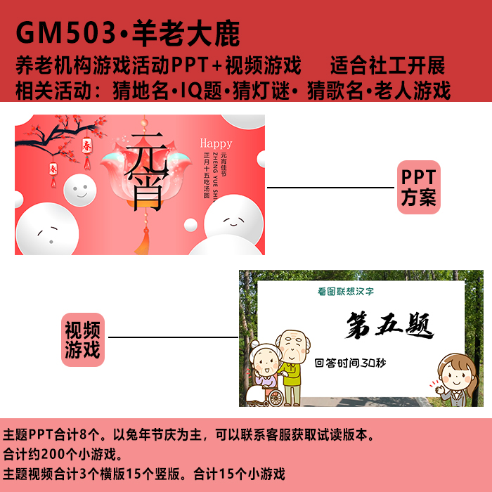 GM503老年认知游戏方案脑筋急转弯日照颐康中心娱乐活动课件PP