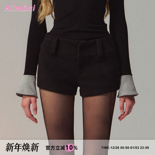 毛呢短裤HiimDai比例休闲裤