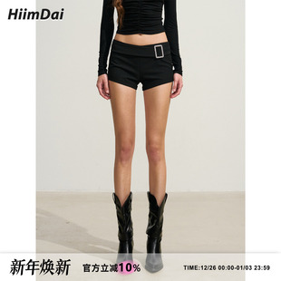 燃 短裤 超模腿加载中 辣妹百搭低腰直筒西装 水钻扣点缀 HiimDai
