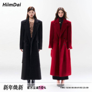 含羊毛宽松系带收腰翻驳领长款 廓形升级 大衣 北海道 HiimDai