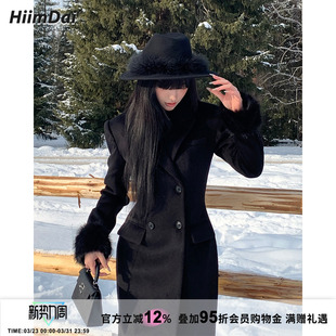 含羊毛沙漏收腰双排扣长款 C位黑化千金 大衣 留洋大小姐 HiimDai