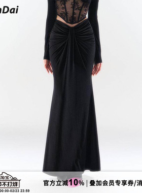 HiimDai 夜色华尔兹 V型高腰显瘦 解构扭结设计修身鱼尾半身裙