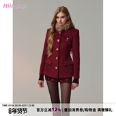 千金感钻饰修身 HiimDai 初雪 收腰毛呢外套包臀亮片半身裙两件套