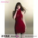 纯欲辣妹绞花修身 圣诞新年限定 高领挂脖连衣裙 蔷薇恋人 HiimDai