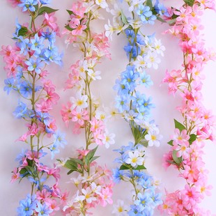 网红藤条美化花藤空调管装饰遮丑假花塑料花藤条藤蔓樱花管道花条