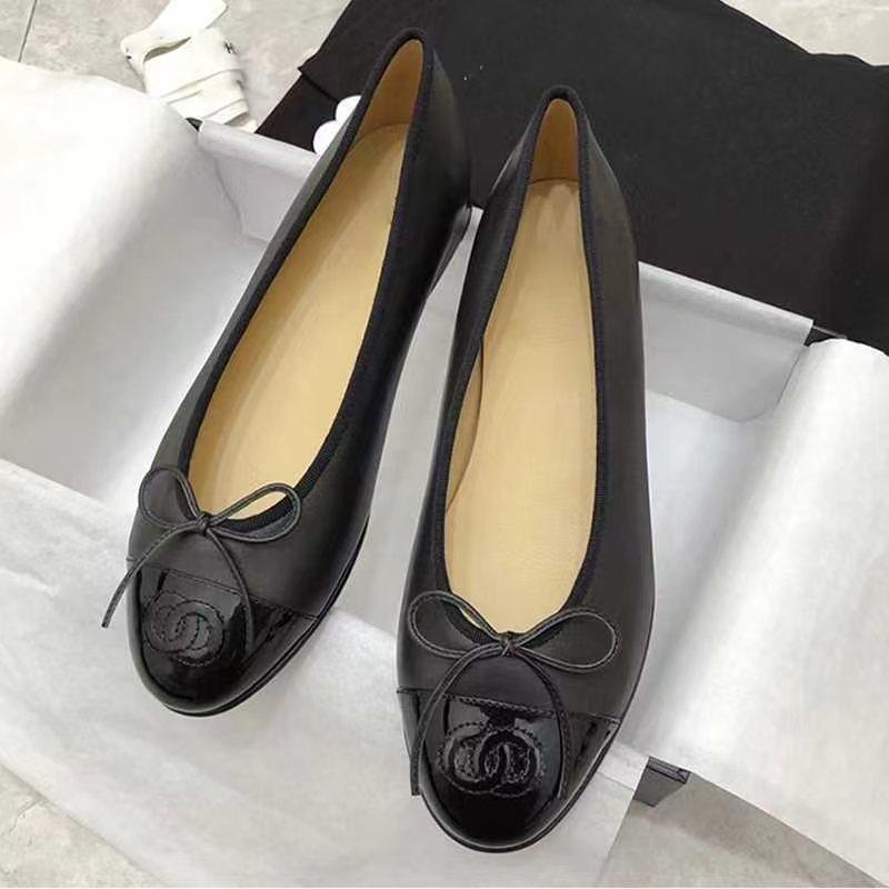 thumbnail for Little fragrance single shoes women's 2025 new bow color-blocked flat shoes genuine leather shallow round toe fashion ballet shoes