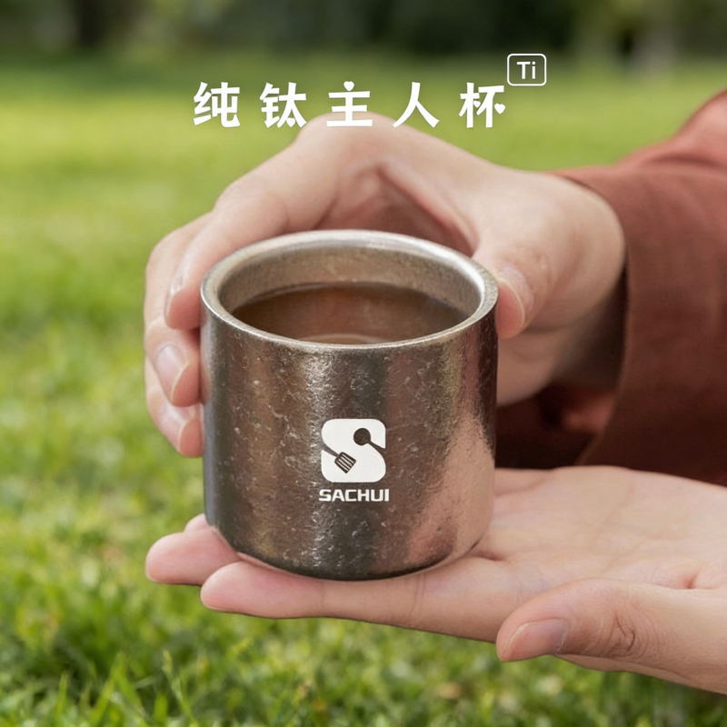纯钛茶杯双层主人杯单杯品茗杯建盏功夫茶杯高档户外露营喝茶杯,餐饮具,茶杯,淘宝优惠券,粉丝福利购,淘宝优惠卷