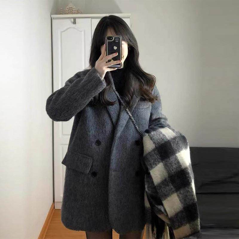 毛呢外套女短款小个子2025新款秋冬季高级感西装赫本风厚呢子大衣