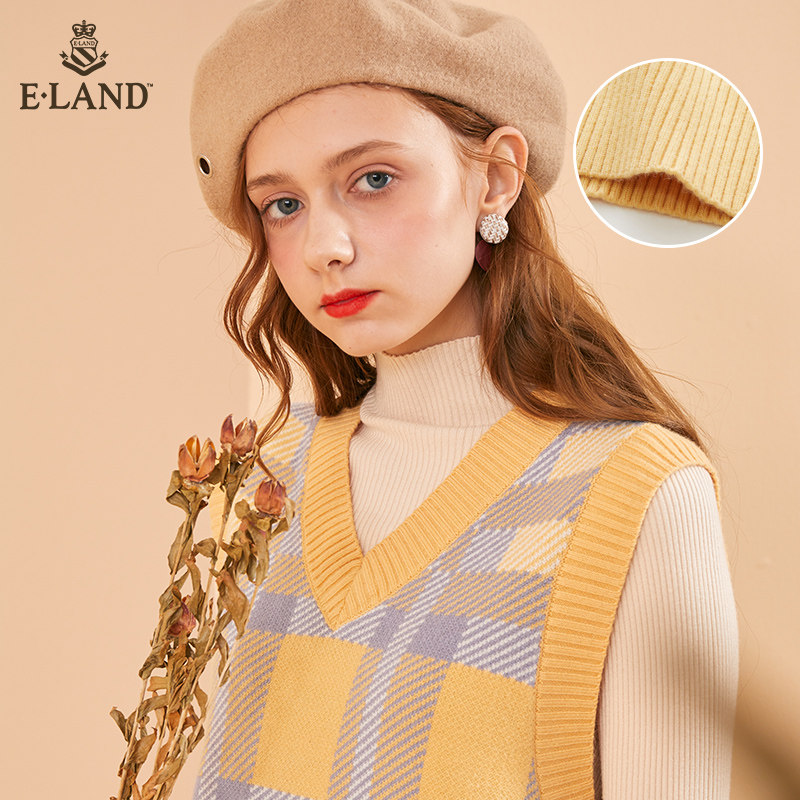 ELAND初恋系超仙森系针织休闲连衣裙无袖可盐可甜EEOK98921I