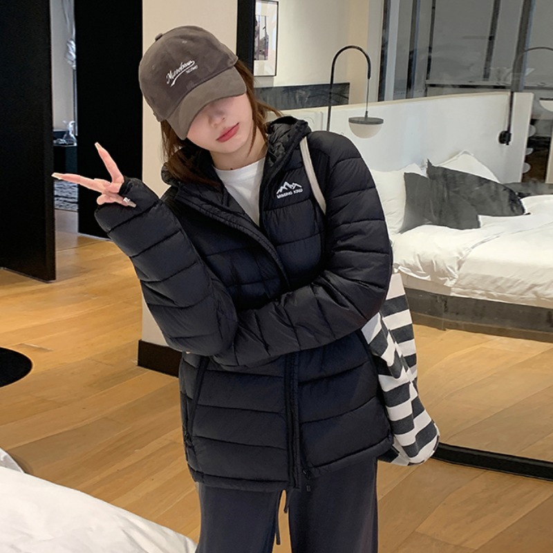 羽绒棉服女冬季轻薄连帽棉衣外套