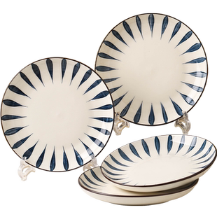 4只10英寸盘子菜盘家用大号烧菜盘创意个性圆盘小龙虾专用盘