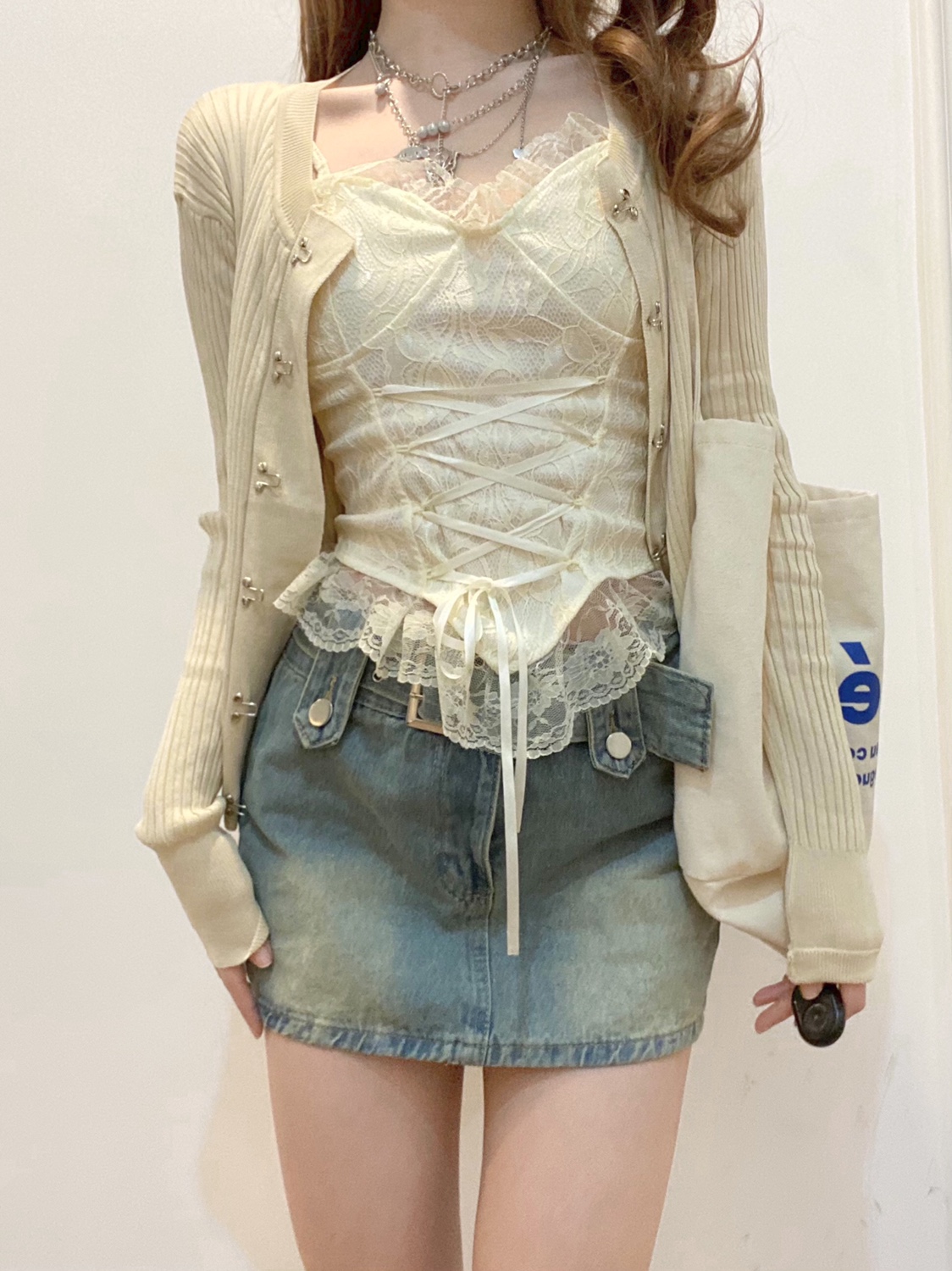 蜜桃睡不着性感小吊带蕾丝开衫