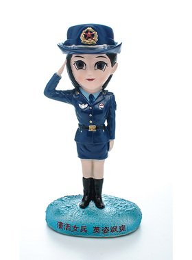 空军公仔女军人手办女兵玩偶摆件