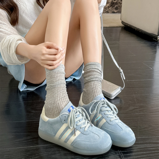 复古透气板鞋 马卡龙色德训鞋 女小个子学生百搭厚底增高休闲阿甘鞋