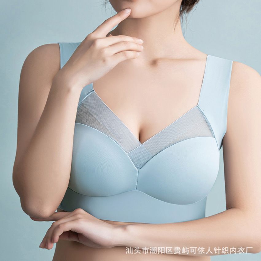 大码透气美背超薄无痕内衣女大胸胸罩显胸小运动背心式无钢圈文胸