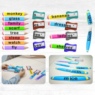 名词变复数动词变三单小学少儿童英语启蒙教具语法桌游闪卡材料包