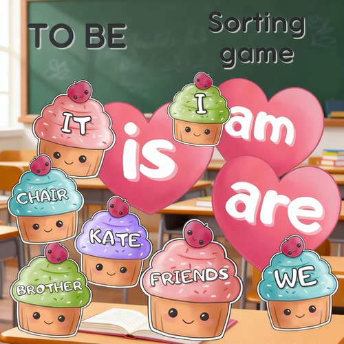 To Be动词小学语法am is are趣味游戏闪卡半成品课堂教学教具材料