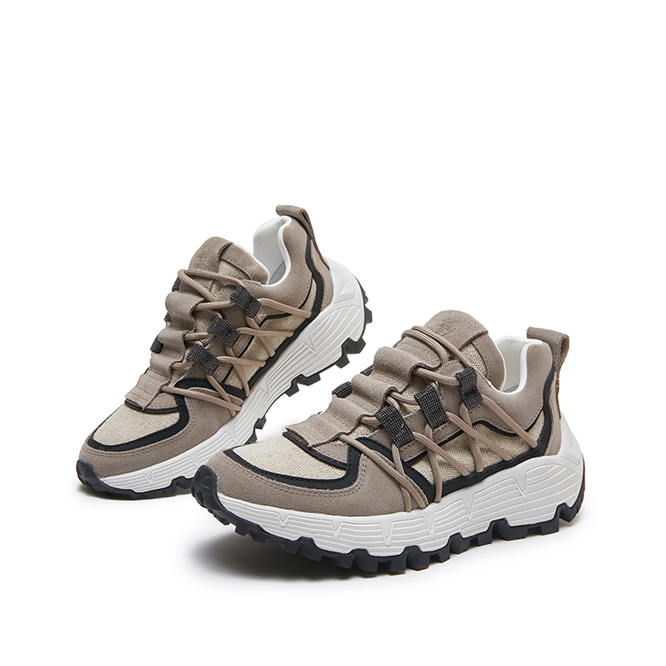 BC外贸原单尾货真皮厚底增高老爹鞋女ins潮复古百搭休闲运动跑鞋