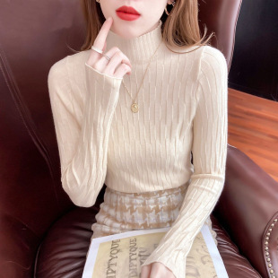 显瘦针织衫 女套头纯色上衣内搭修身 毛衣打底衫 半高领2024秋冬新款