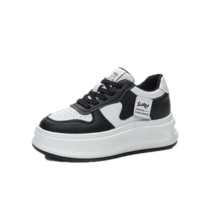 爆款内增高女鞋2026春季新款潮超轻厚底真皮运动秀气松糕小白鞋女