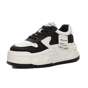 内增高女鞋加绒2025秋季新款百搭厚底小个子黑白松糕小白鞋女板鞋