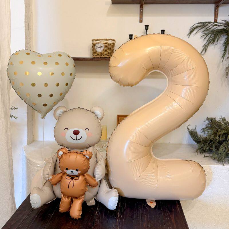 可爱造型小熊气球套餐装饰宝宝生日百日宴户外布置派对氛围感道具