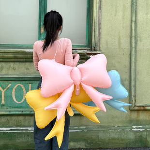 网红小清新哑光蝴蝶结生日气球商场装饰布置春游踏青户外拍照道具