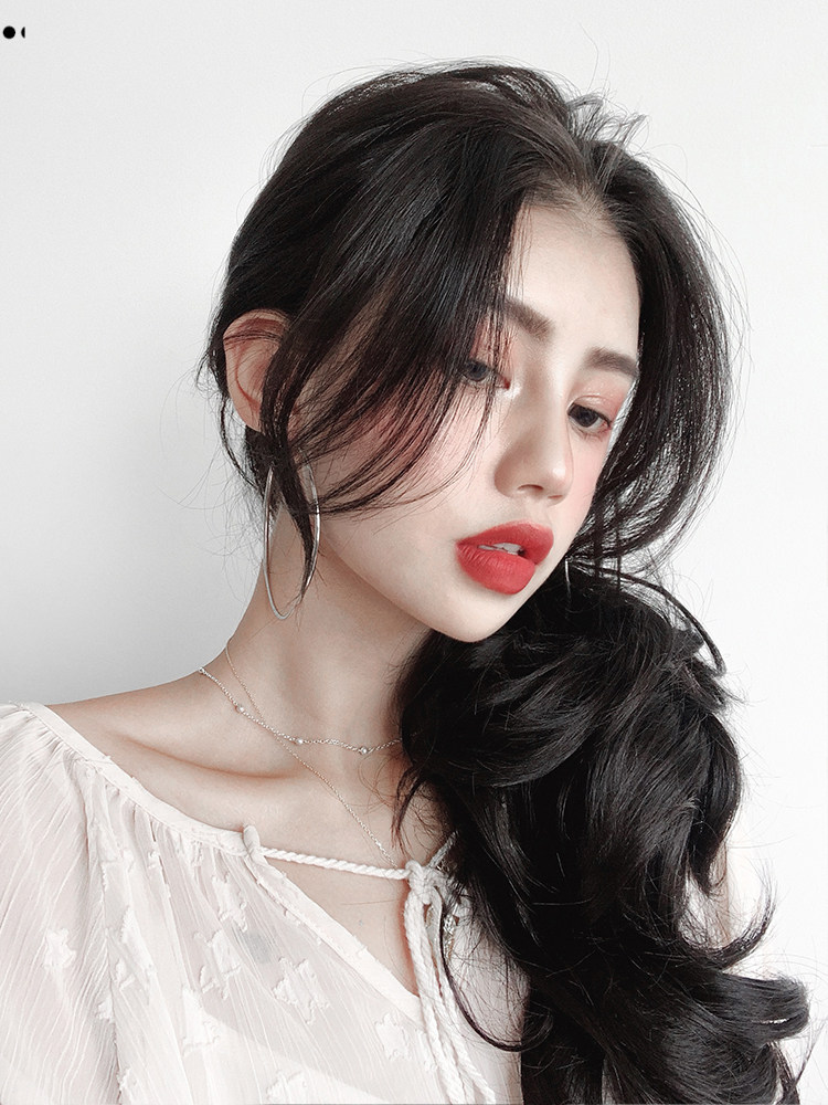 真发网红八字空气刘海假发片 法式自然无痕中分斜刘海女 两侧贴片