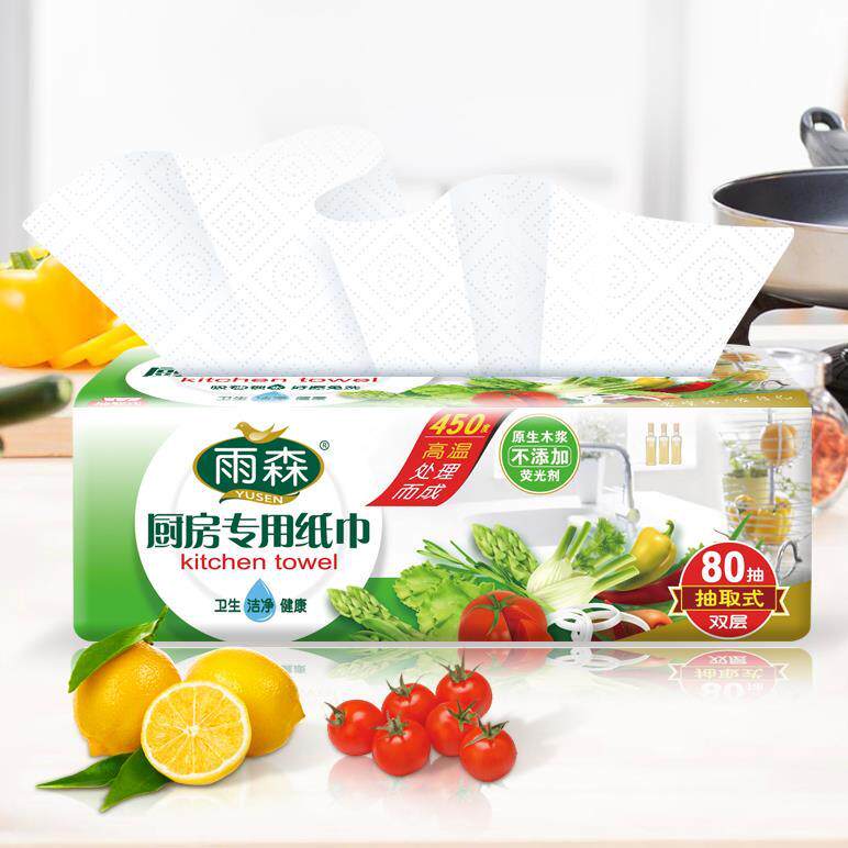 雨森厨房专用纸巾80抽 - 实物图
