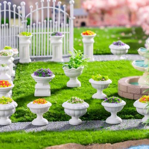 跨境微景观模型造景神器仿真欧式小花盆园艺材料迷你桌面小摆件