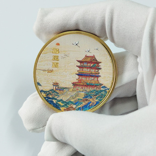 创意滕王阁金属徽章节庆文化创意用品景点纪念币硬币小礼品工艺品