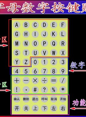 26个字母数字键盘计算机器按键贴 0-9标点符号流水序号不干胶贴LH