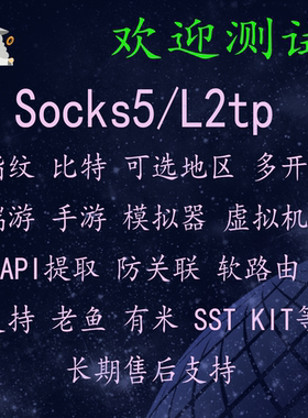 Socks5IP静态独享L2TPHTTPsk5指纹比特多开模拟器虚拟机端游手游
