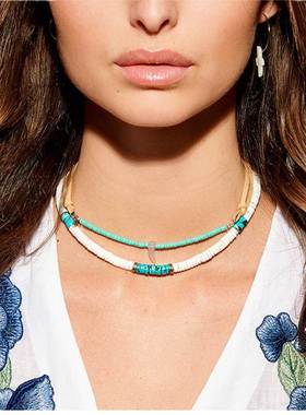 Polymer choker necklace women ins东南亚软陶项链串珠彩项圈