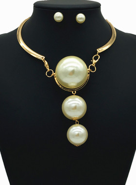 tassel pearl necklace suit jewelry women 欧美夸张大珍珠项链