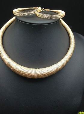 women necklace set earrings 欧美夸张金属颈项圈女项链朋克演出